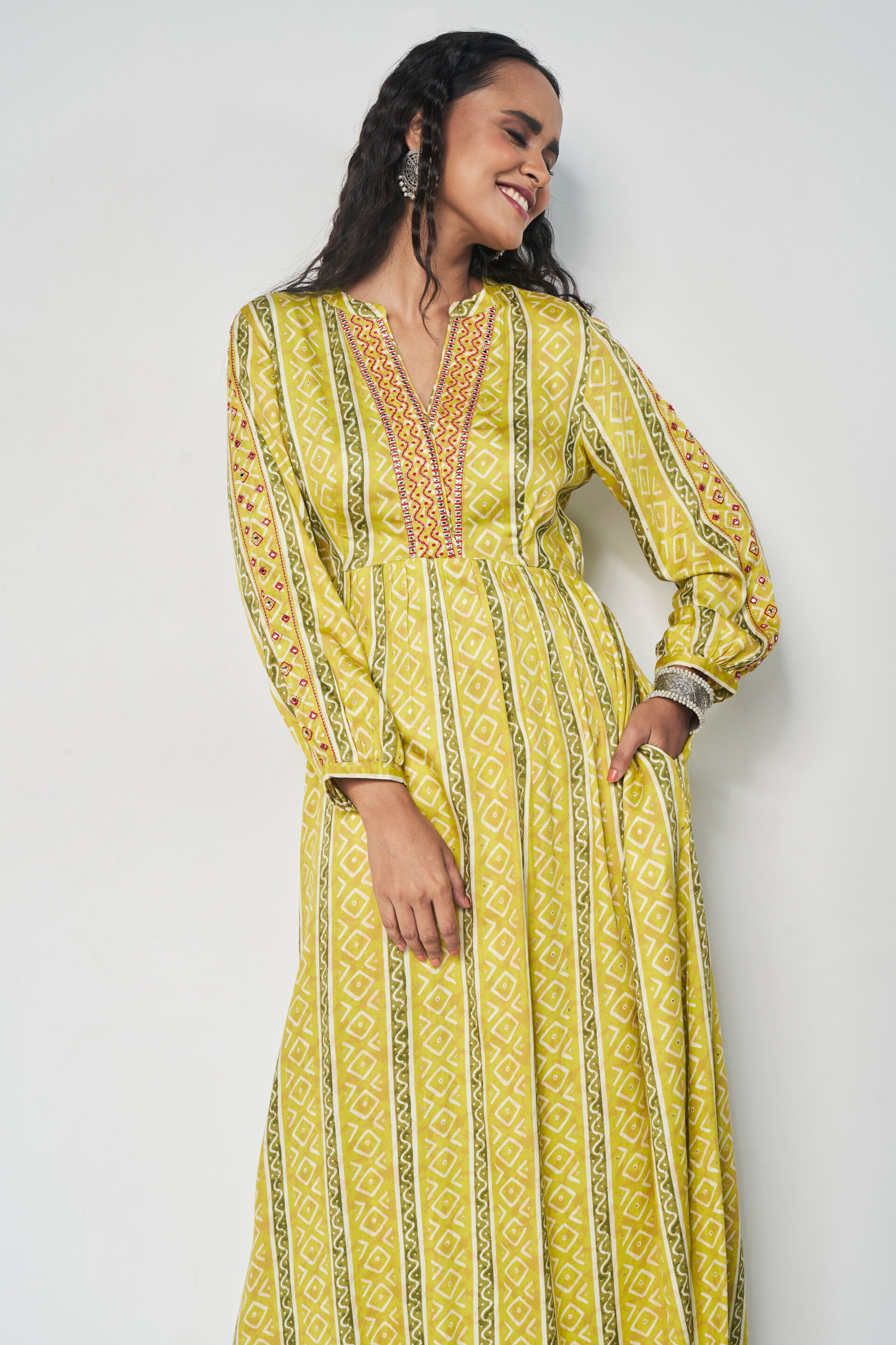 Global desi 2024 yellow maxi dress